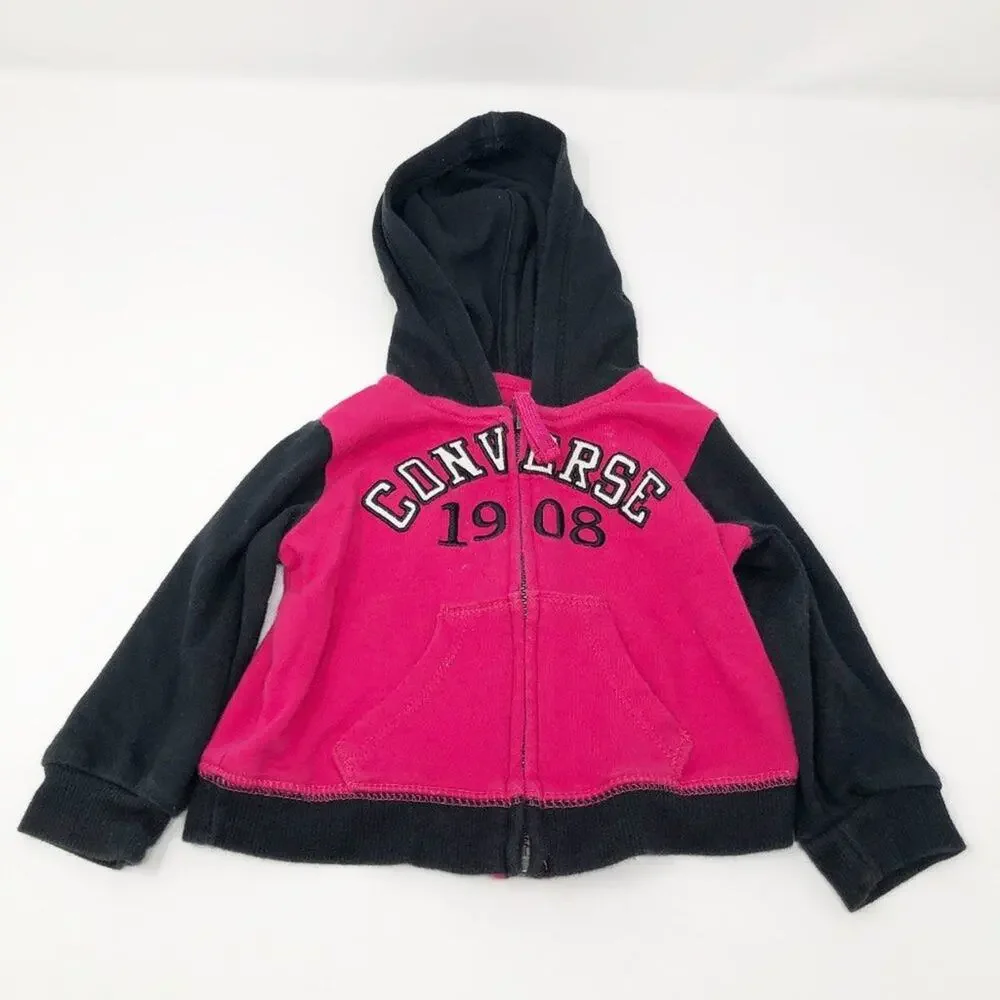 Converse Baby Girl Zip Long Sleeve Colorblock Hoodie 3-6M